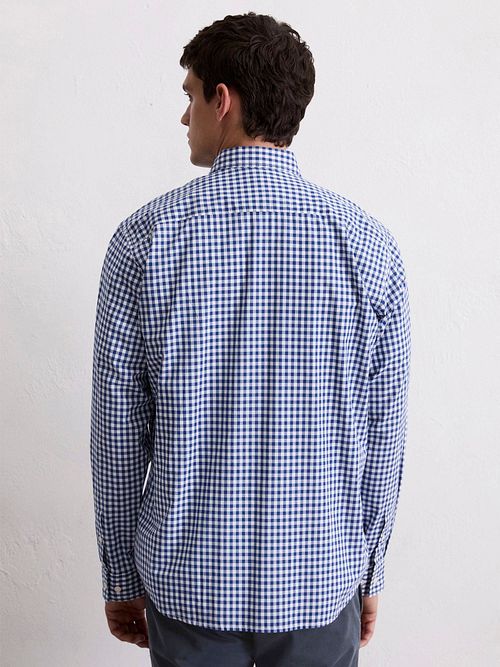 Marc O'Polo Hemd Kariert Blau Model / Achterkant