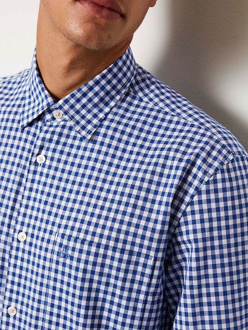 Marc O'Polo Hemd Kariert Blau Model / Detail