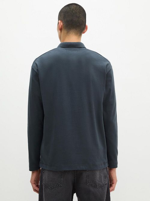 Marc O'Polo Longsleeve Heavy Poloshirt Peppercorn Grey