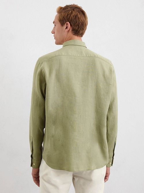 Marc O'Polo Overhemd Linnen Groen Model / Achterkant