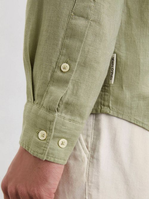 Marc O'Polo Overhemd Linnen Groen Model / Detail