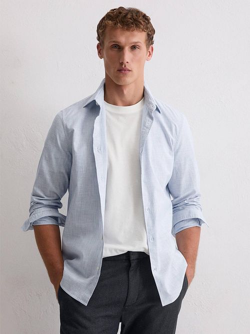 Marc O'Polo Overhemd Streep Lichtblauw Model / Voorkant