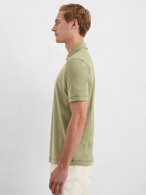 Marc O'Polo Piké Tröja Slubs Salviagrön Model / Zijkant