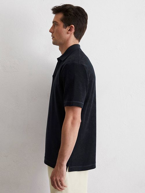 Marc O'Polo Pikétröja Riva Terry Cloth Marinblå Model / Zijkant