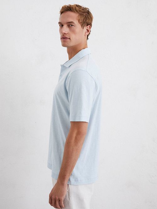 Marc O'Polo Poloshirt Slubs Starlight Blauw Model / Zijkant