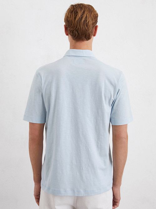 Marc O'Polo Poloshirt Slubs Starlight Blue Model / Achterkant