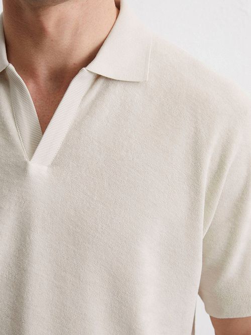 Marc O'Polo Poloskjorte Riva Terry Cloth Ecru Model / Detail