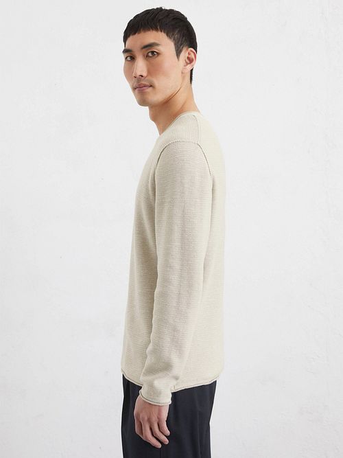 Marc O'Polo Pullover Crewneck Cotton/Linen Gray Silk Model / Zijkant