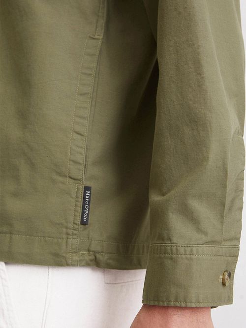 Marc O'Polo Skjortejakke Linblanding Olivengrønn Model / Detail