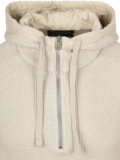 Strukturalna bluza z kapturem Marc O'Polo typu half zip w kolorze ecru Product / Detail