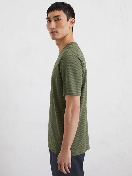 Marc O'Polo T-shirt Slub Strepen Donkergroen Model / Zijkant