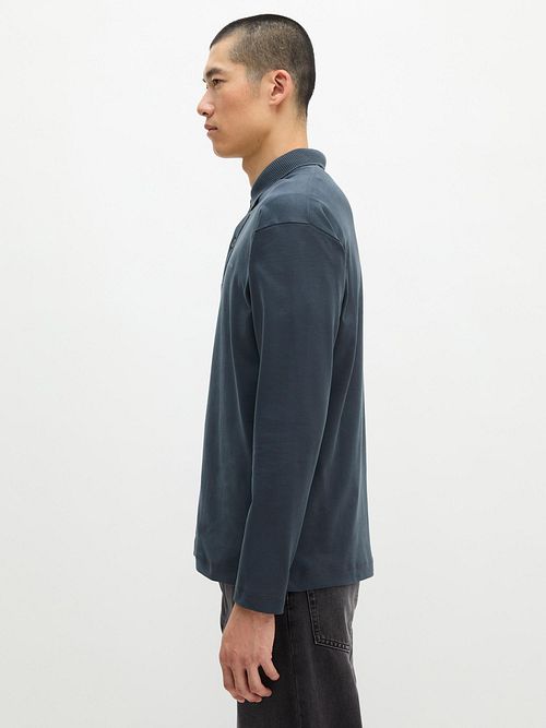 Marc O'Polo Longsleeve Heavy Poloshirt Peppercorn Grey