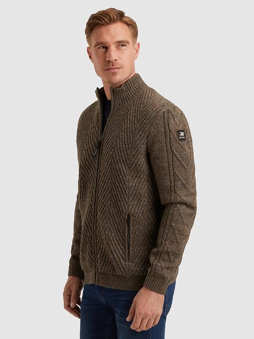 Vanguard Cardigan Structure Mix Laine Marron