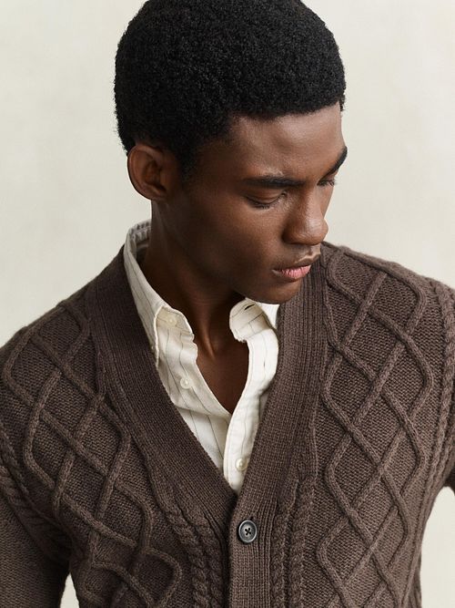 Gant Cárdigan Punto Trenzado Brown Model / Voorkant