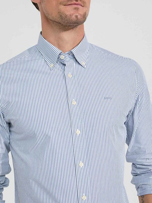 McGregor Chemise Poplin Rayures Bleu Model / Detail