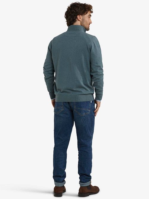 McGregor Half Zip Pullover Merinowolle Structure Grün Model / Achterkant