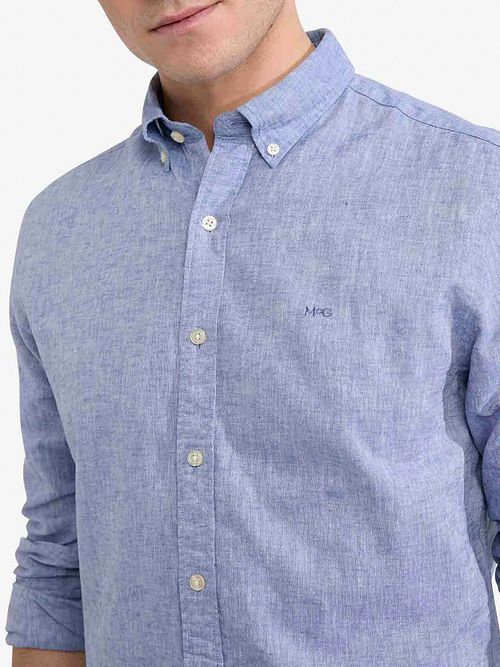 McGregor Hemd Linnen Blend Vintage Blauw Model / Detail