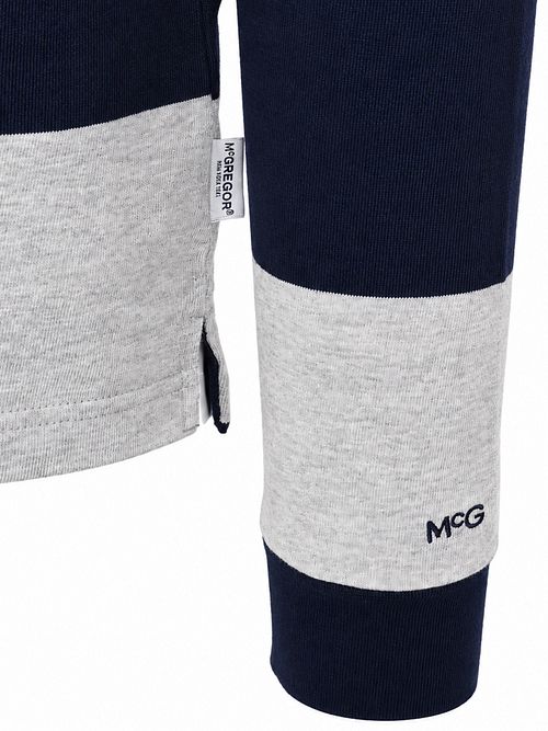 McGregor Rugbyshirt Stripe Navy Grey