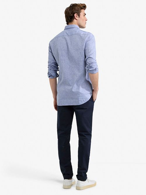 McGregor Overhemd Linnen Blend Vintage Blauw Model / Achterkant