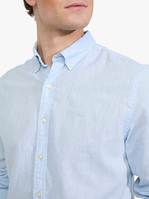 McGregor Overhemd Linnen Blend Lichtblauw Model / Detail