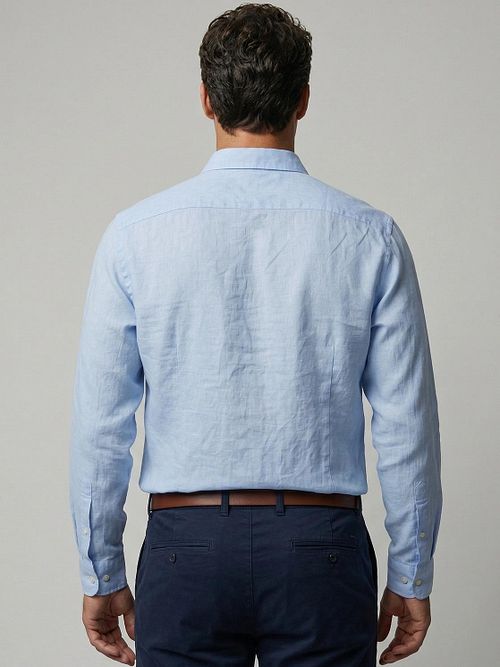 McGregor Shirt Cotton Linen Light Blue Model / Achterkant