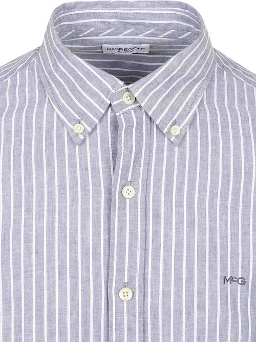 McGregor Skjorte Cotton Linen Stripes Indigo Product / Detail