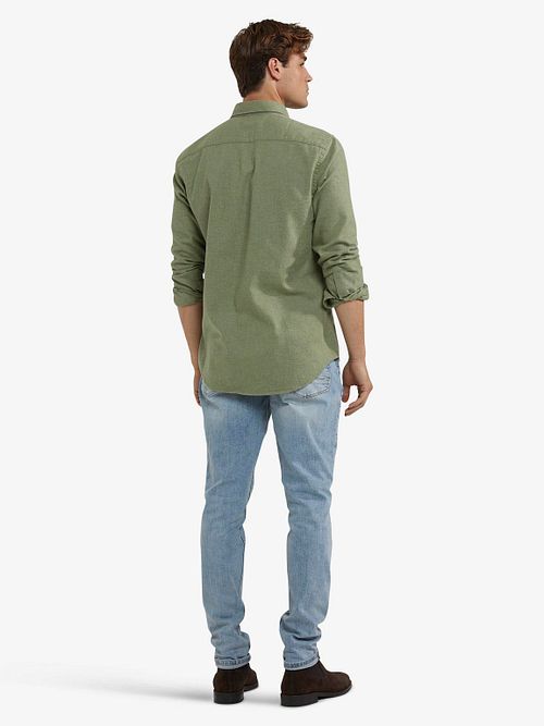 McGregor Skjorte Flanell Melange Salviegrønn Model / Achterkant