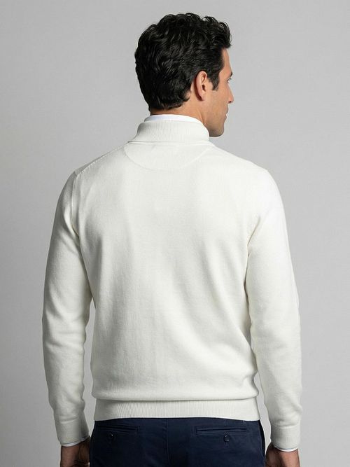 Sweter McGregor Half-Zip z bawełny i kaszmiru w kolorze ecru Model / Achterkant