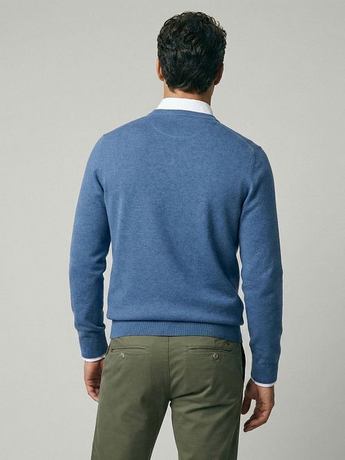 McGregor Trui Cotton Cashmere Vintage Blauw Model / Achterkant
