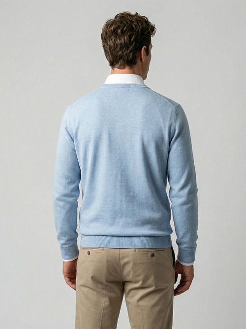 McGregor Trui Cotton Cashmere Powder Blauw Model / Achterkant