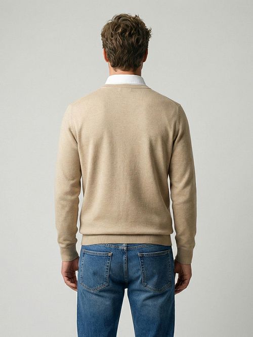 McGregor Trui Cotton Cashmere Sand Model / Achterkant