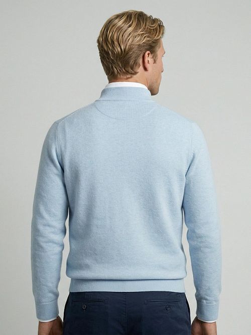 McGregor Half-Zip Trui Cotton Cashmere Powder Blauw Model / Achterkant
