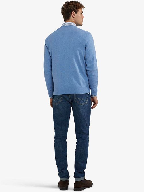 McGregor Trui Merinowol V-Hals Ice Blauw Model / Achterkant