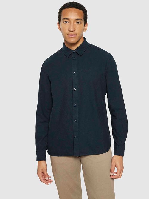 Knowledge Cotton Apparel Skjorta i Flanell Total Eclipse Model / Voorkant