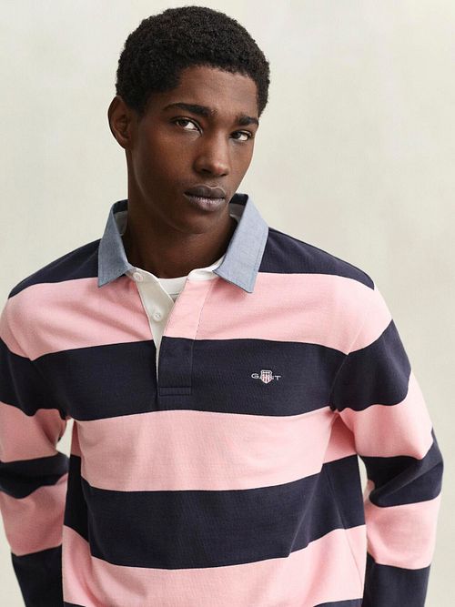 Gant Heavy Rugger Shield Polo Randig Marin Rosa Model / Detail
