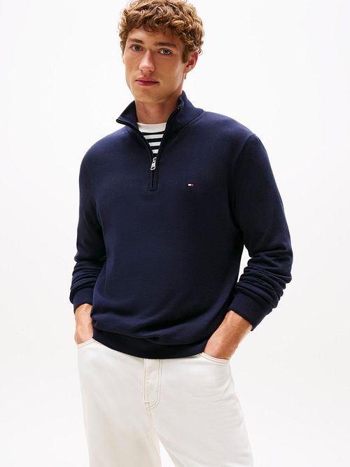 Tommy Hilfiger Halvglidelås Genser Essential Navy Model / Voorkant