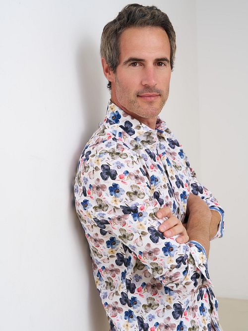 R2 Flowers Camicia Misto Lino Multicolour Model / Voorkant