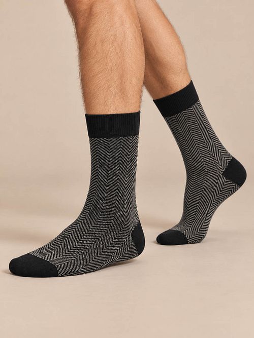 Suitable Chaussettes Lot de 3 Imprimé Noir Multicolore Model / Voorkant
