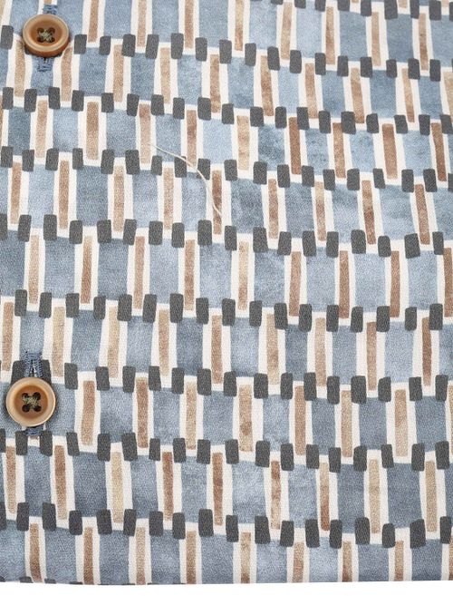 R2 Poplin Chemise Poplin Retro Imprimé bleu