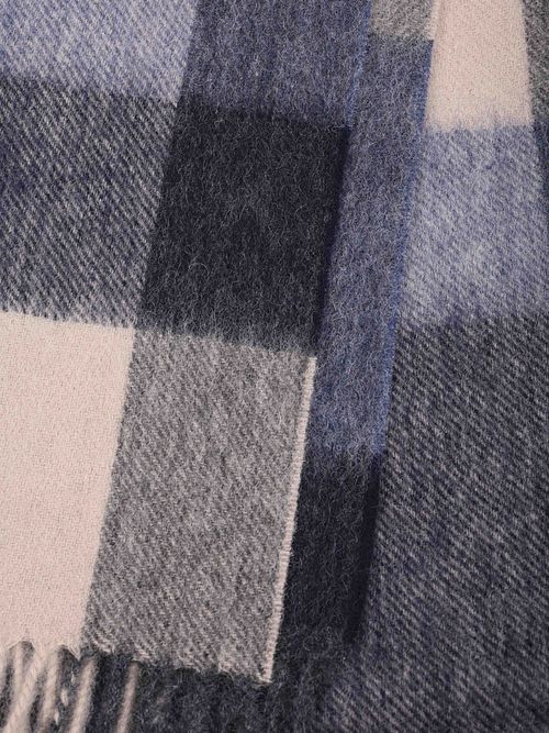 Profuomo Sciarpa Lana d’agnello Quadri Blu Beige