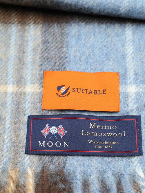 Geeigneter Herrenschal Kariert Merino Beige Blau Product / Detail