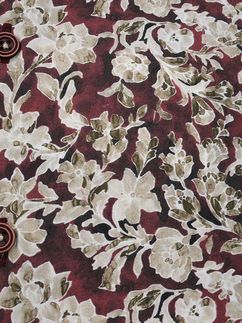 R2 Poplin Shirt Print Burgundy