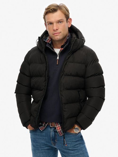 Superdry Chaqueta Acolchada Capucha Black Model / Voorkant