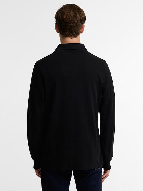 Polo a maniche lunghe in piqué Barbour International nera Model / Achterkant