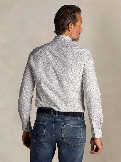 NZA Shirt Oban Poplin Impression Fleurs Vert Model / Achterkant