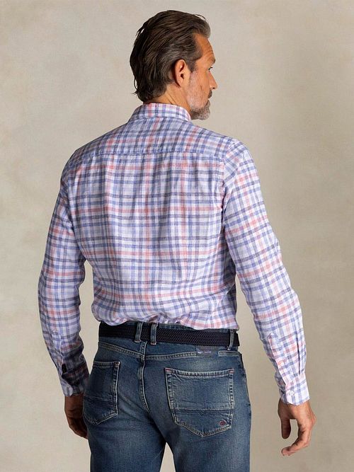 NZA Shirt Picton Linen Blend Multicolour A Carreaux Model / Achterkant
