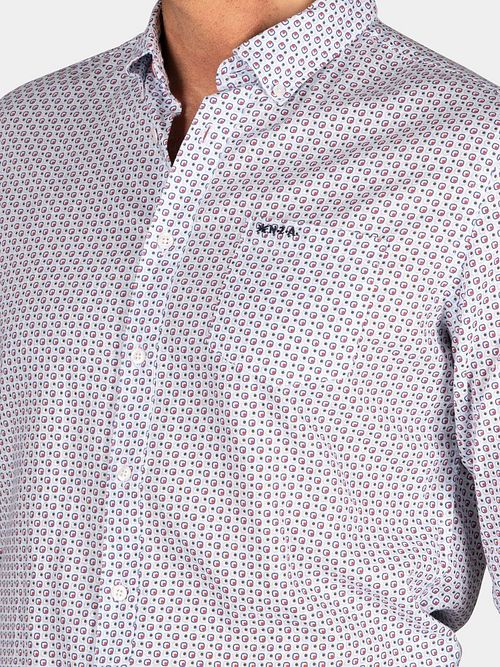 NZA Chemise Aidan Print Bleu Model / Detail