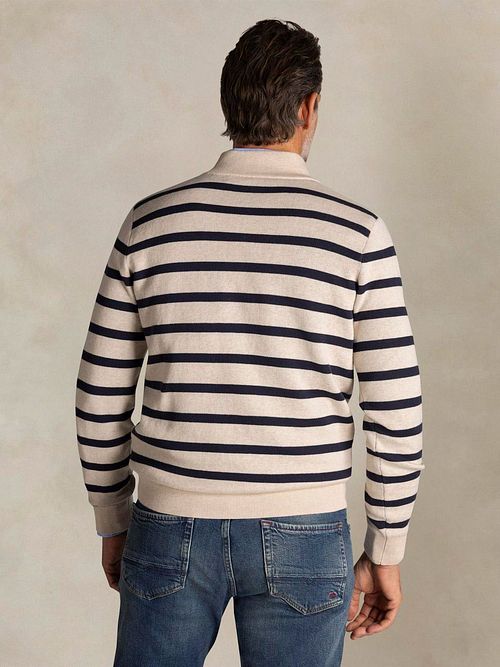 NZA Half Zip Genser Wanake Stripe Ecru Model / Achterkant