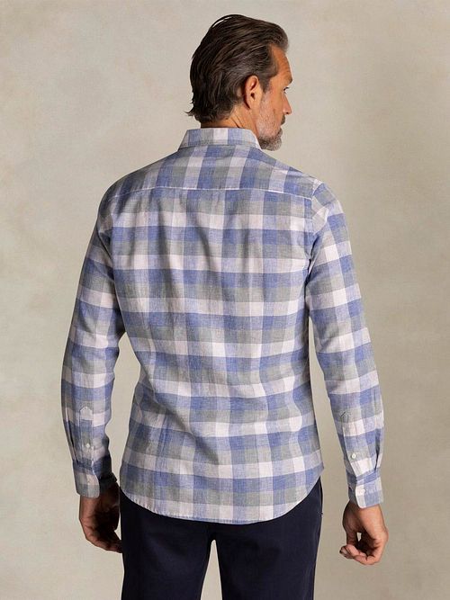 NZA Shirt Picton Linen Blend Karos Blau Model / Achterkant