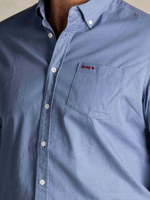 NZA Shirt James Twill Melange Blau Model / Detail